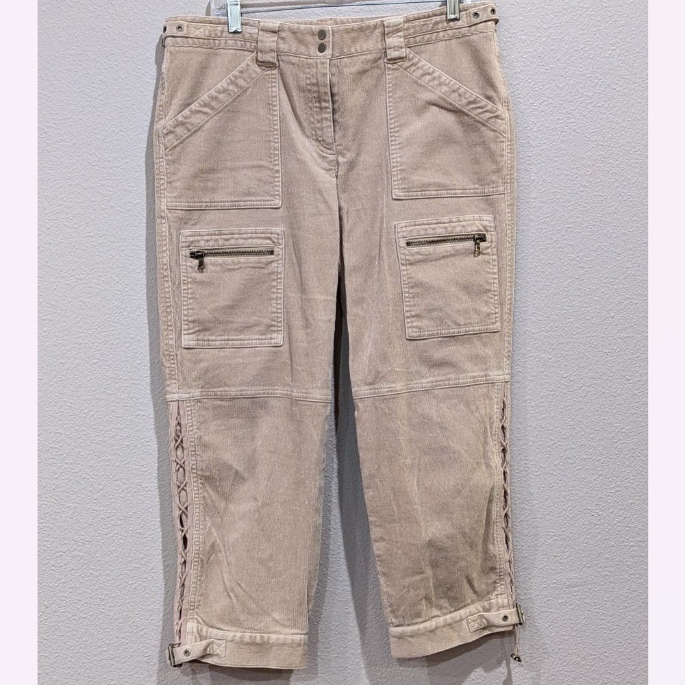 EUC - Elie Tahari Cropped Corduroy Tan Pants (Size: 12)
